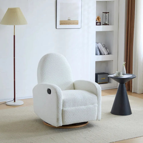 Fauteuil inclinable planeur pivotant à 360° – Rembourré en tissu avec mouvement de bascule