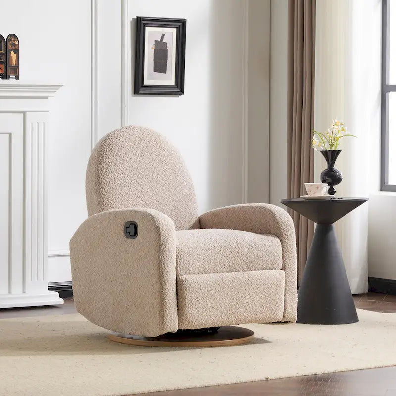Fauteuil inclinable planeur pivotant à 360° – Rembourré en tissu avec mouvement de bascule