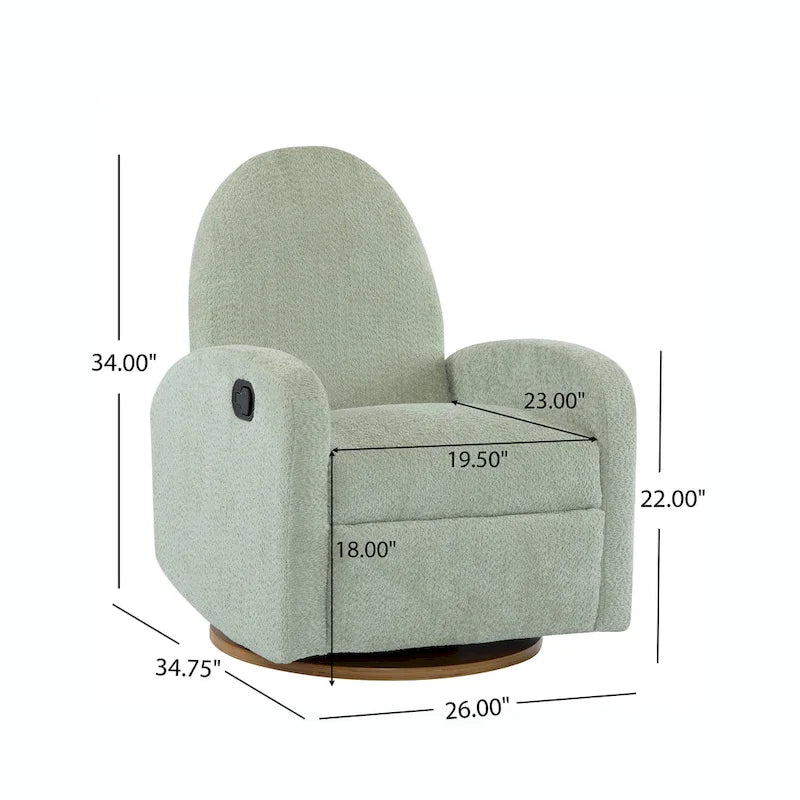 Fauteuil inclinable planeur pivotant à 360° – Rembourré en tissu avec mouvement de bascule