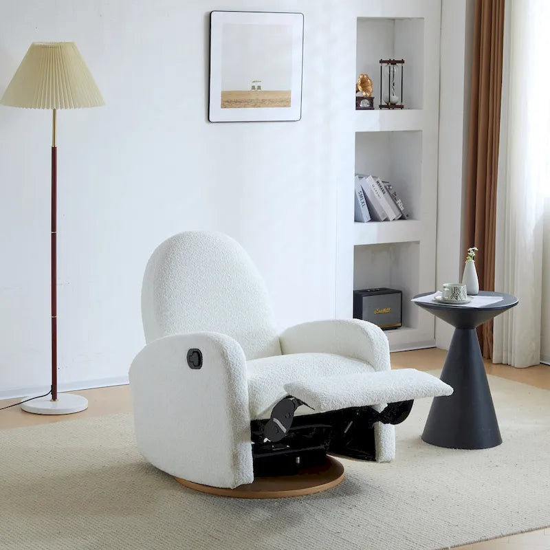 Fauteuil inclinable planeur pivotant à 360° – Rembourré en tissu avec mouvement de bascule