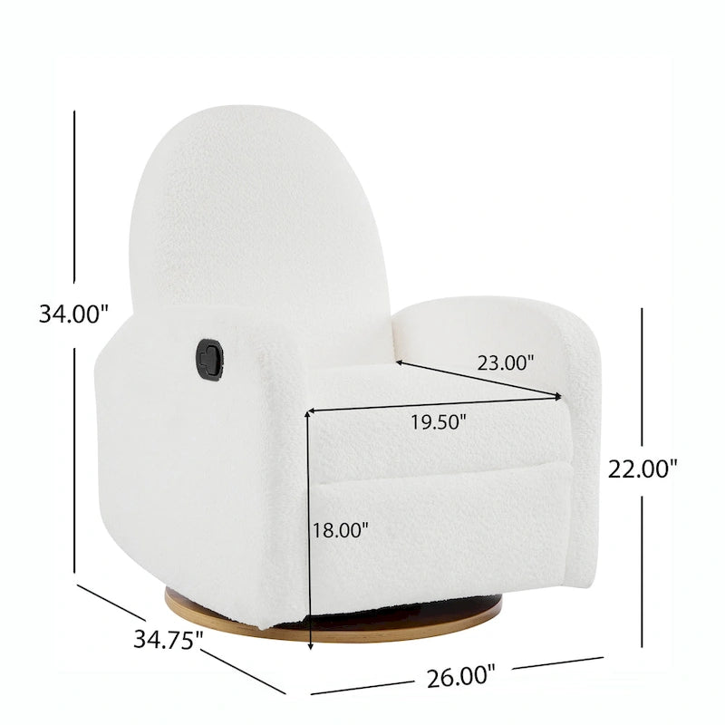 Fauteuil inclinable planeur pivotant à 360° – Rembourré en tissu avec mouvement de bascule
