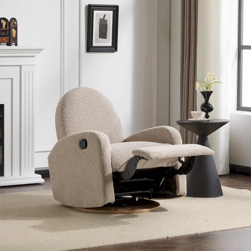 Fauteuil inclinable planeur pivotant à 360° – Rembourré en tissu avec mouvement de bascule