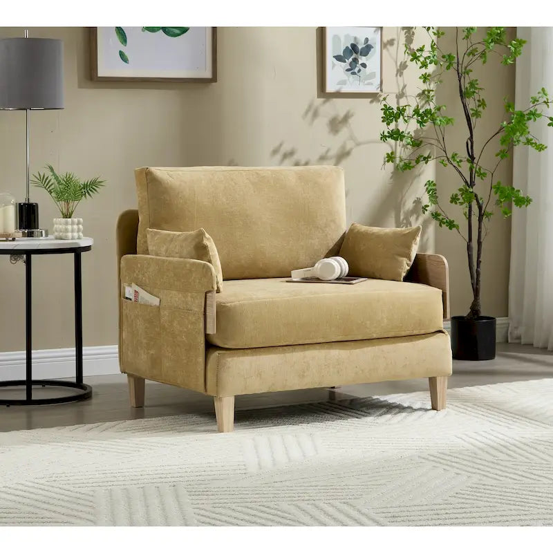 Chaise longue convertible en chenille avec dossier inclinable et poche latérale