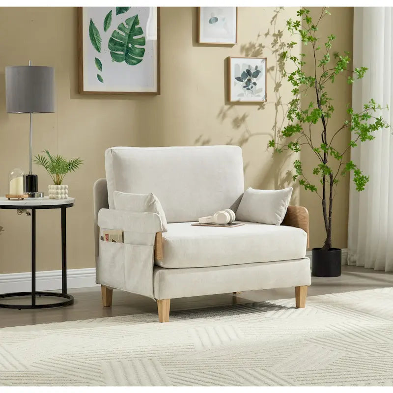 Chaise longue convertible en chenille avec dossier inclinable et poche latérale