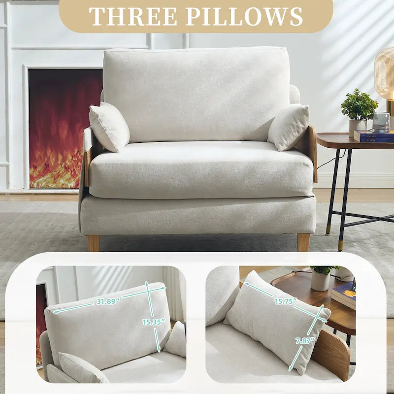 Chaise longue convertible en chenille avec dossier inclinable et poche latérale