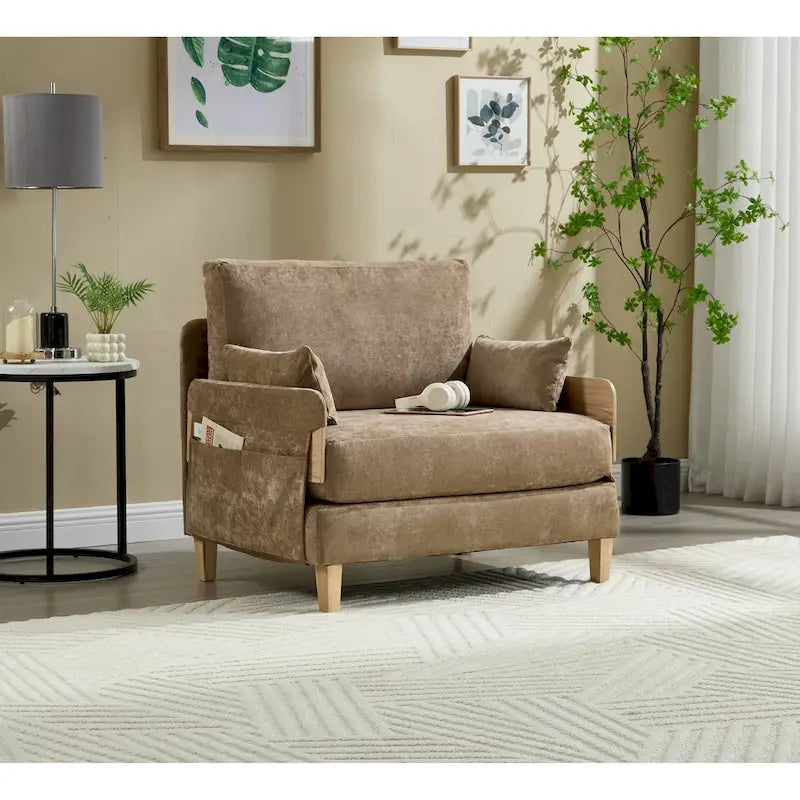 Chaise longue convertible en chenille avec dossier inclinable et poche latérale