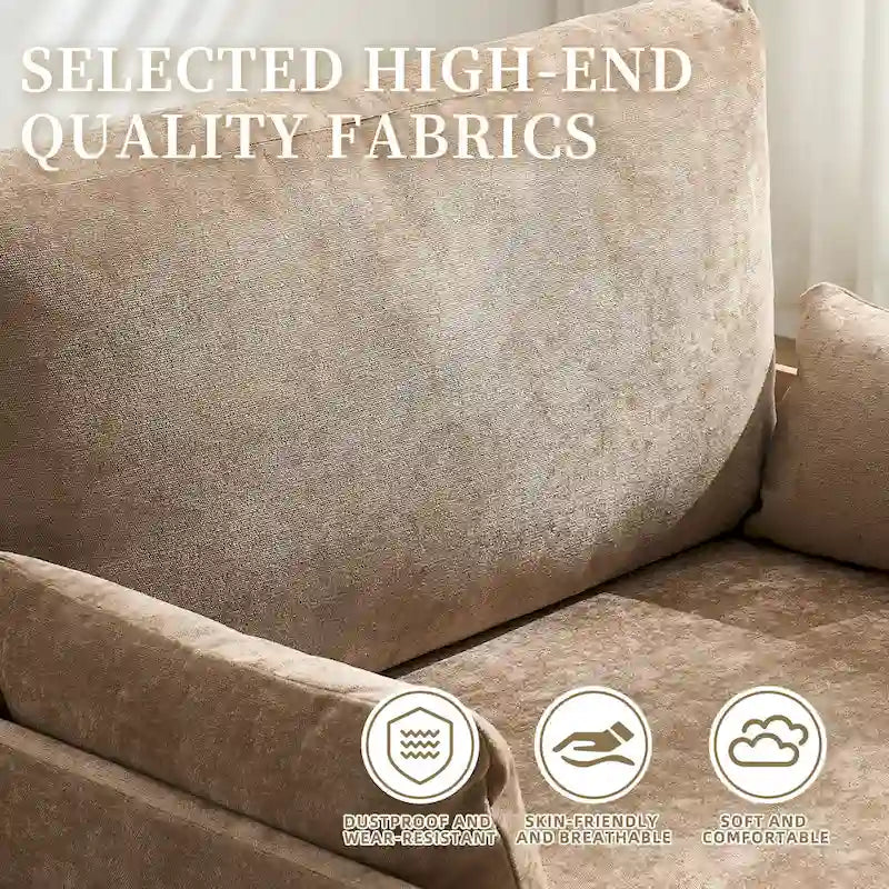 Chaise longue convertible en chenille avec dossier inclinable et poche latérale