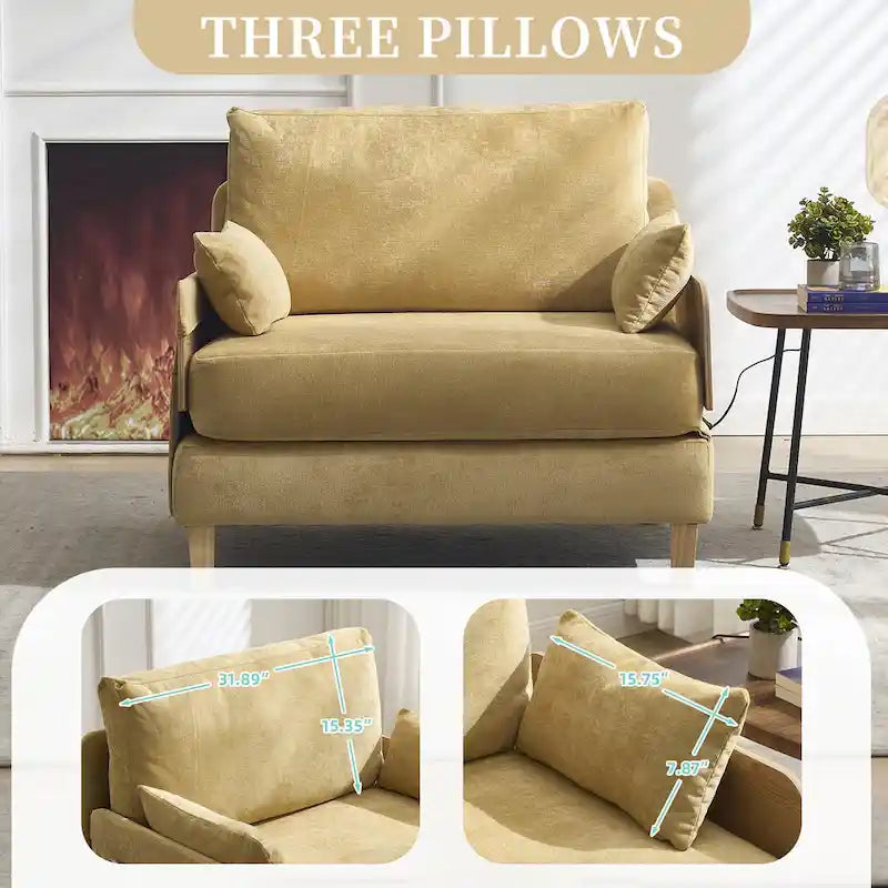 Chaise longue convertible en chenille avec dossier inclinable et poche latérale