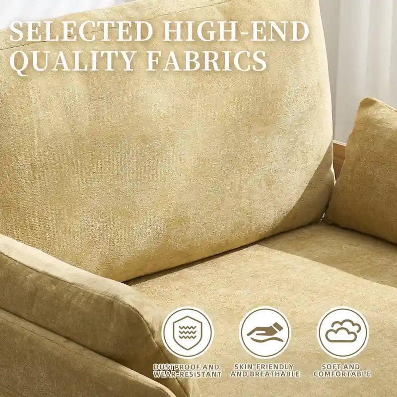 Chaise longue convertible en chenille avec dossier inclinable et poche latérale