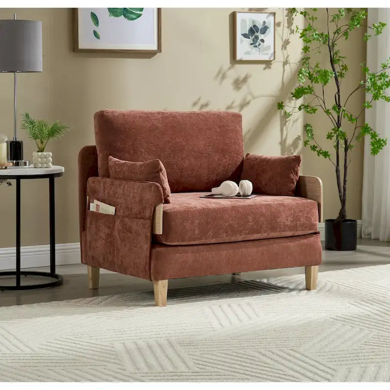 Chaise longue convertible en chenille avec dossier inclinable et poche latérale