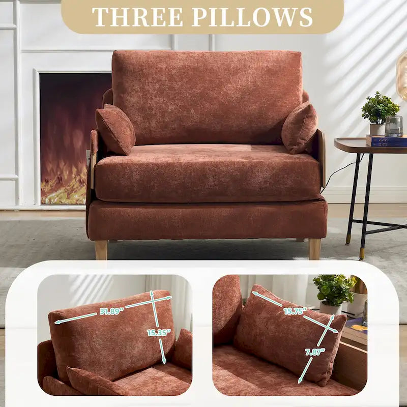 Chaise longue convertible en chenille avec dossier inclinable et poche latérale