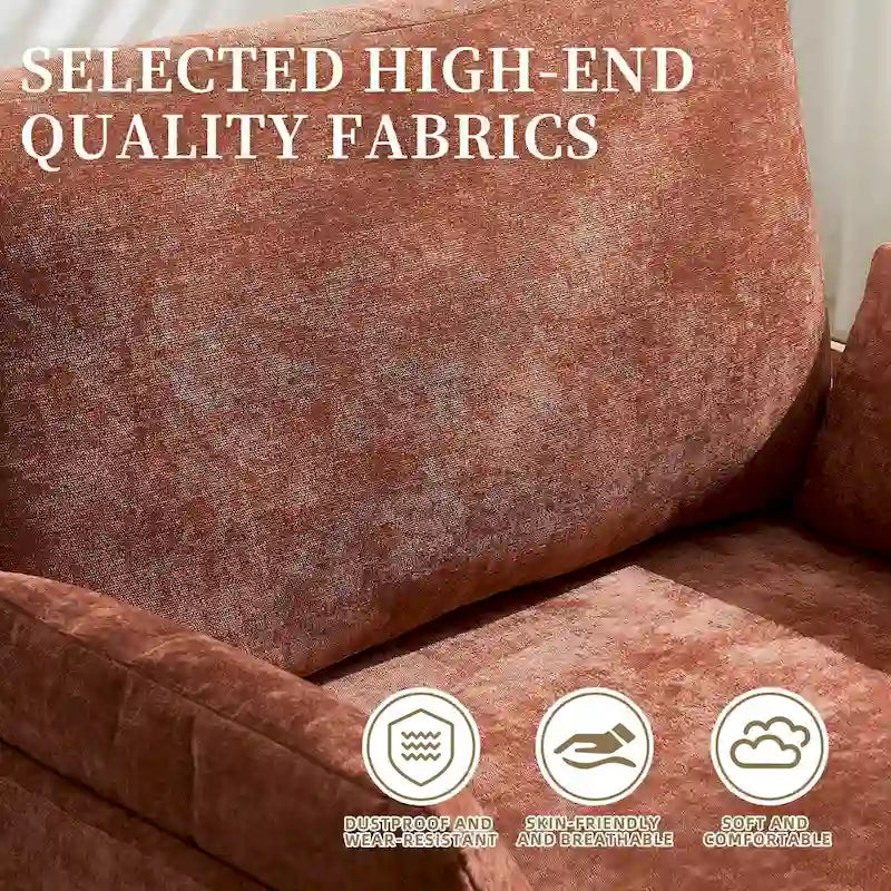 Chaise longue convertible en chenille avec dossier inclinable et poche latérale