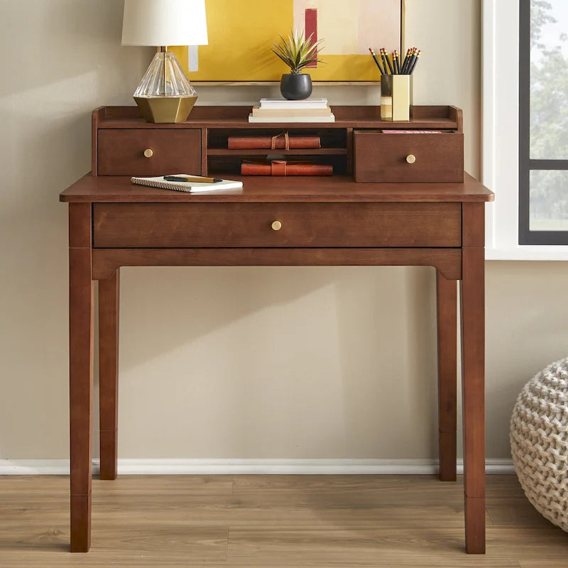 Bureau compact avec étagère de rangement