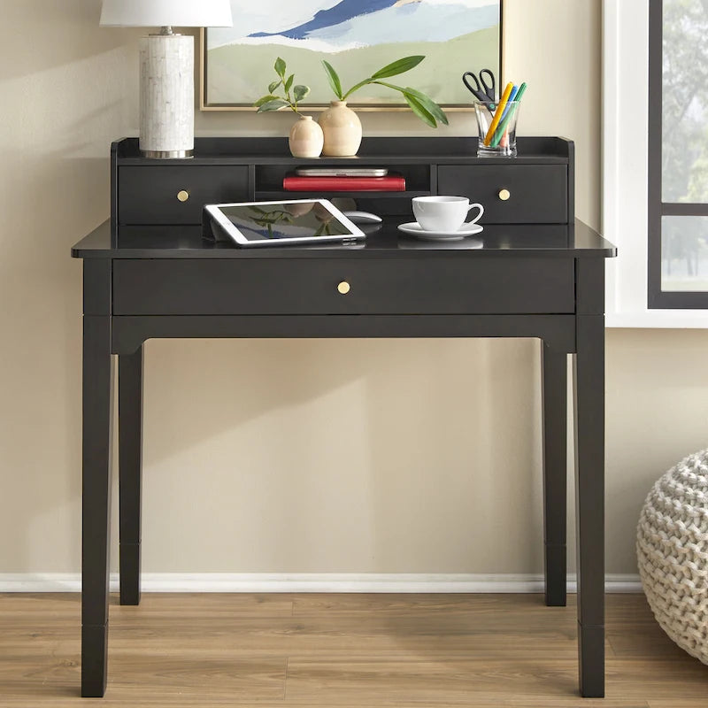 Bureau compact avec étagère de rangement