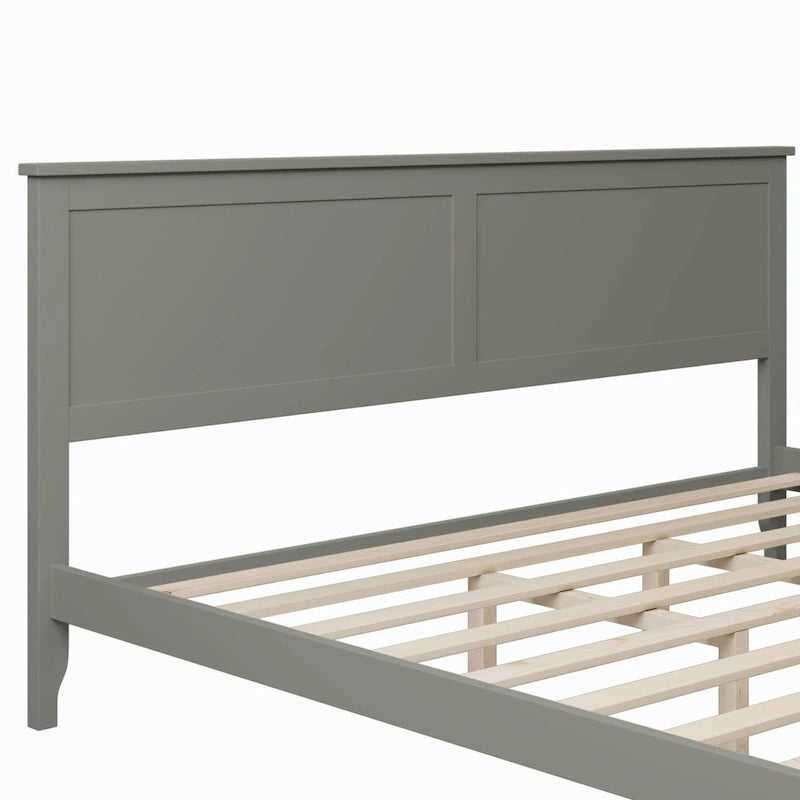 Lit plateforme King Size avec tête de lit et lattes en bois