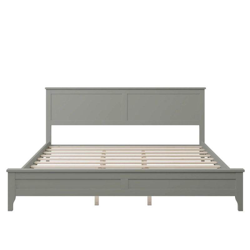 Lit plateforme King Size avec tête de lit et lattes en bois