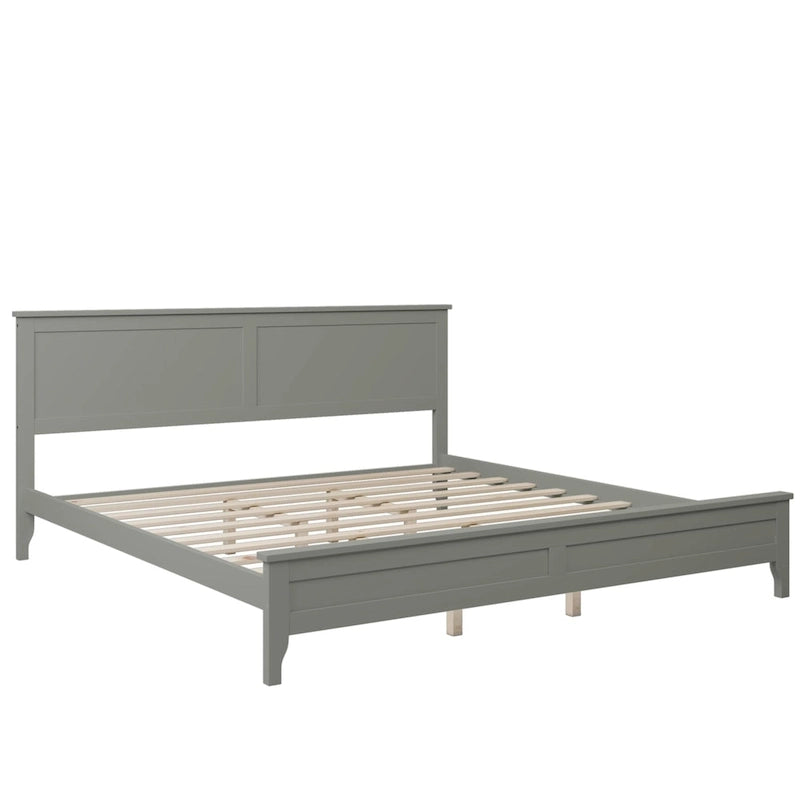 Lit plateforme King Size avec tête de lit et lattes en bois