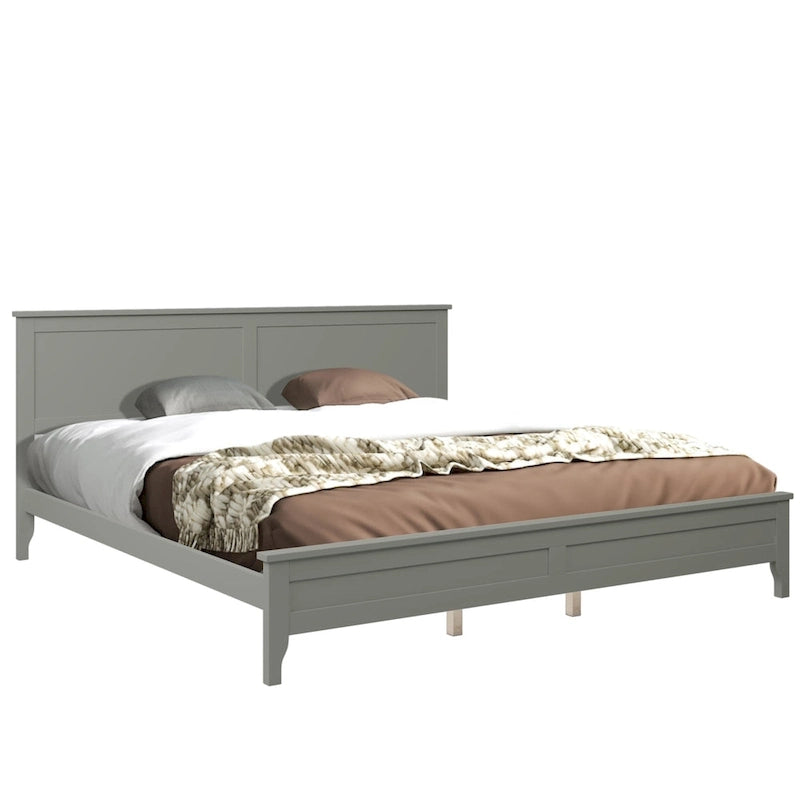 Lit plateforme King Size avec tête de lit et lattes en bois