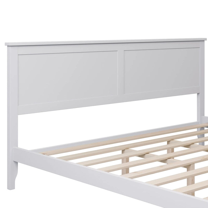 Lit plateforme King Size avec tête de lit et lattes en bois