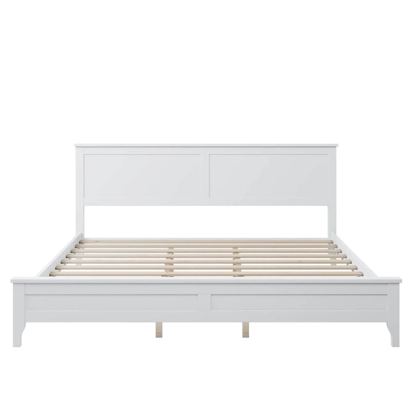 Lit plateforme King Size avec tête de lit et lattes en bois