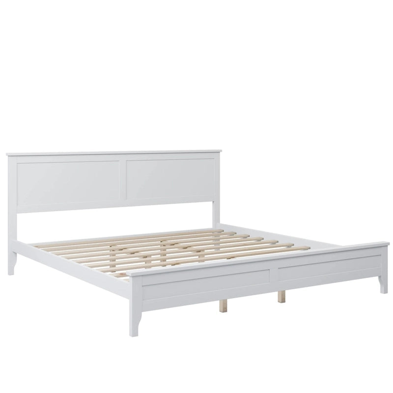 Lit plateforme King Size avec tête de lit et lattes en bois