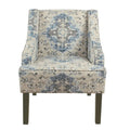 Fauteuil d'appoint rembourré avec tissu imprimé et pieds en bois