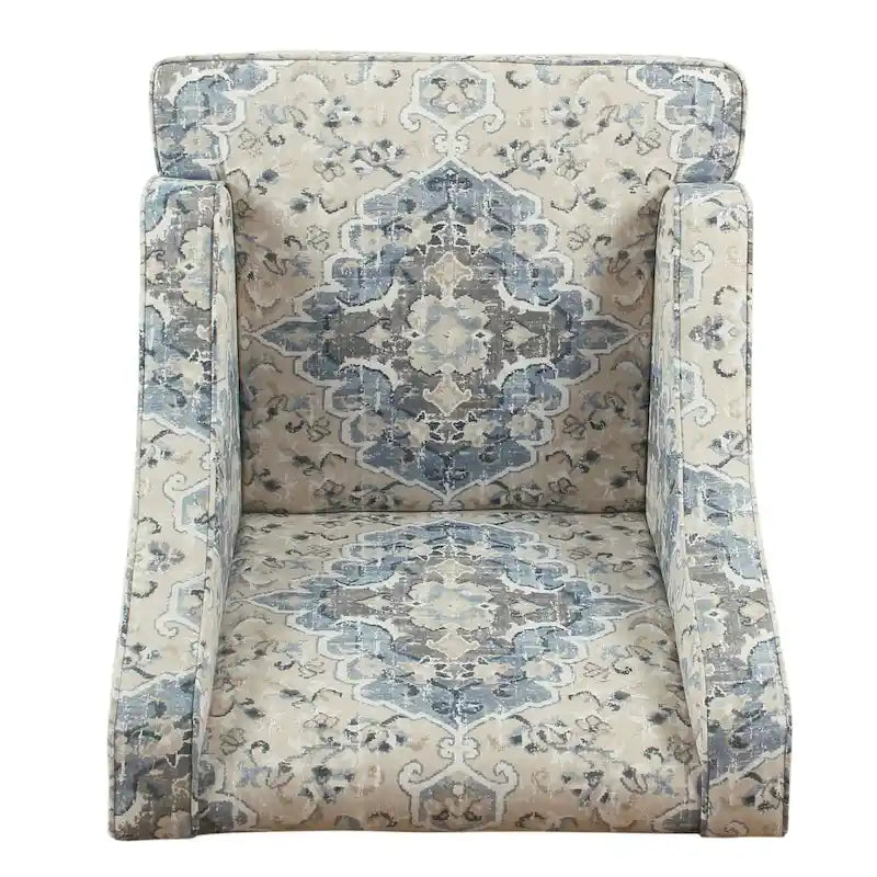Fauteuil d'appoint rembourré avec tissu imprimé et pieds en bois