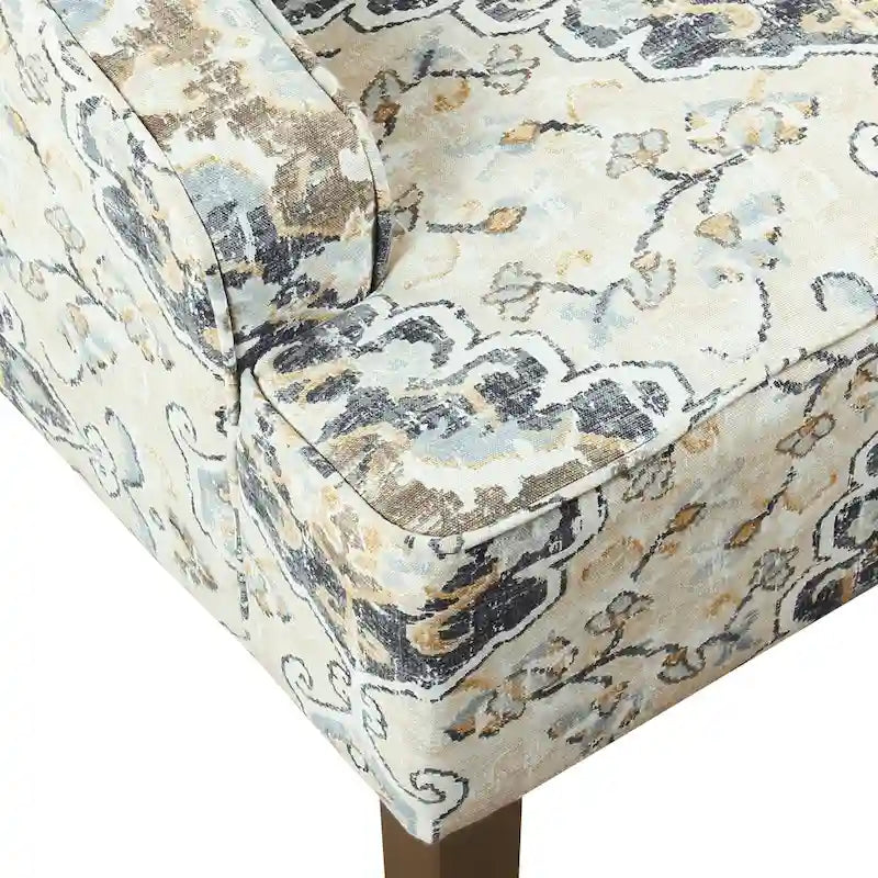 Fauteuil d'appoint rembourré avec tissu imprimé et pieds en bois