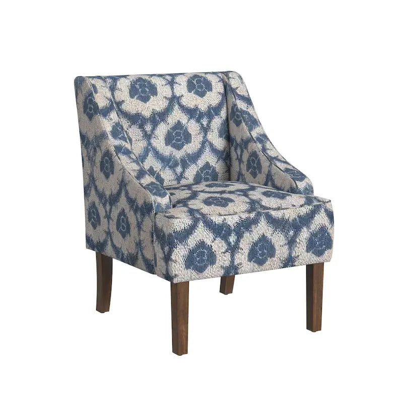 Fauteuil d'appoint rembourré avec tissu imprimé et pieds en bois