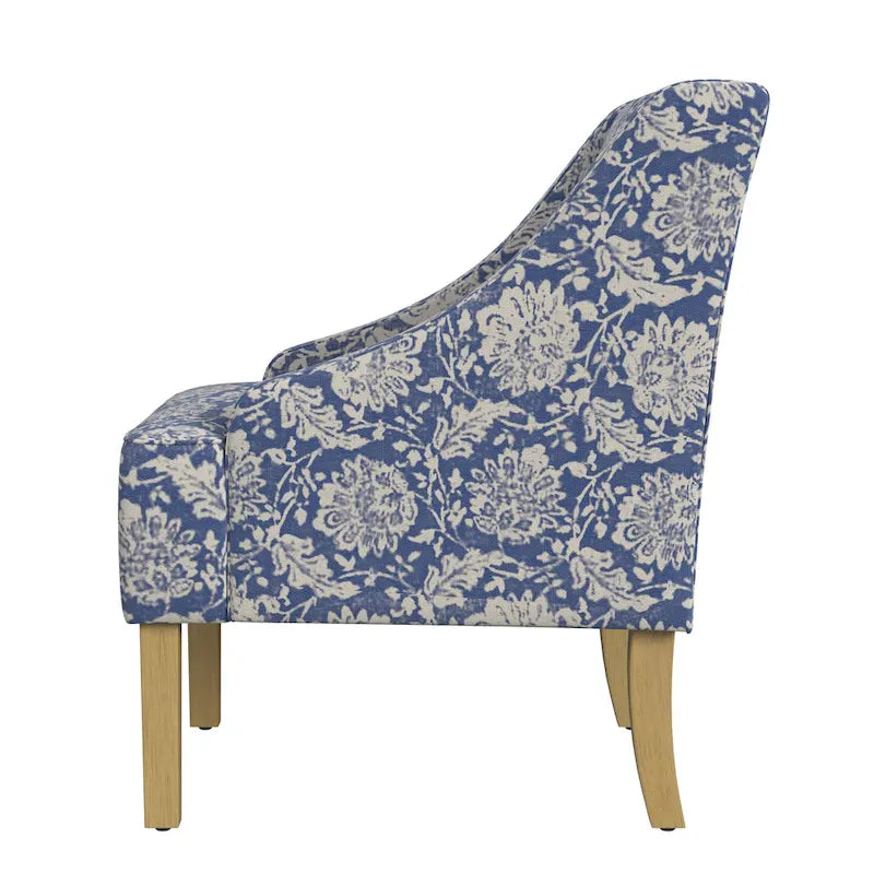 Fauteuil d'appoint rembourré avec tissu imprimé et pieds en bois