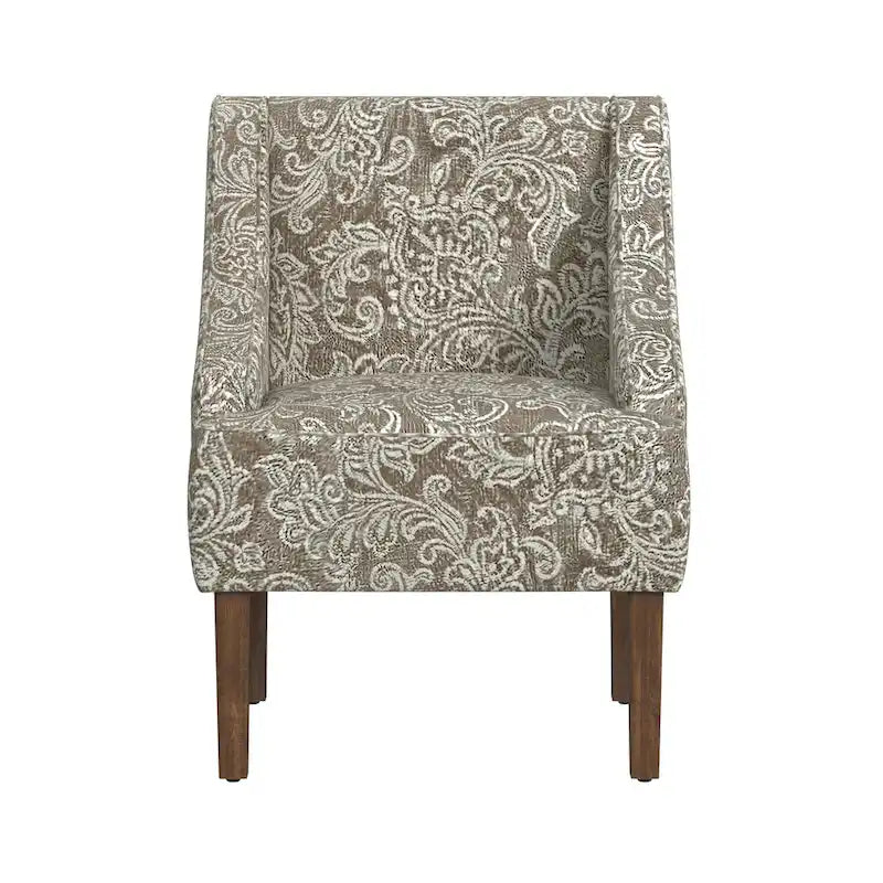 Fauteuil d'appoint rembourré avec tissu imprimé et pieds en bois
