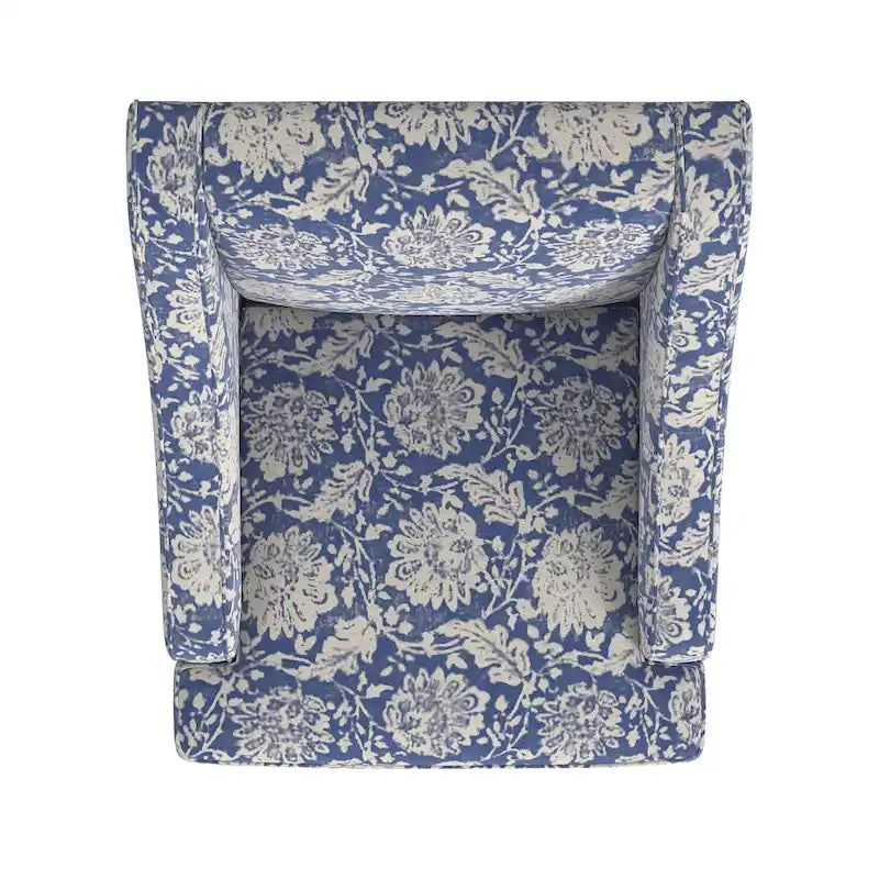 Fauteuil d'appoint rembourré avec tissu imprimé et pieds en bois