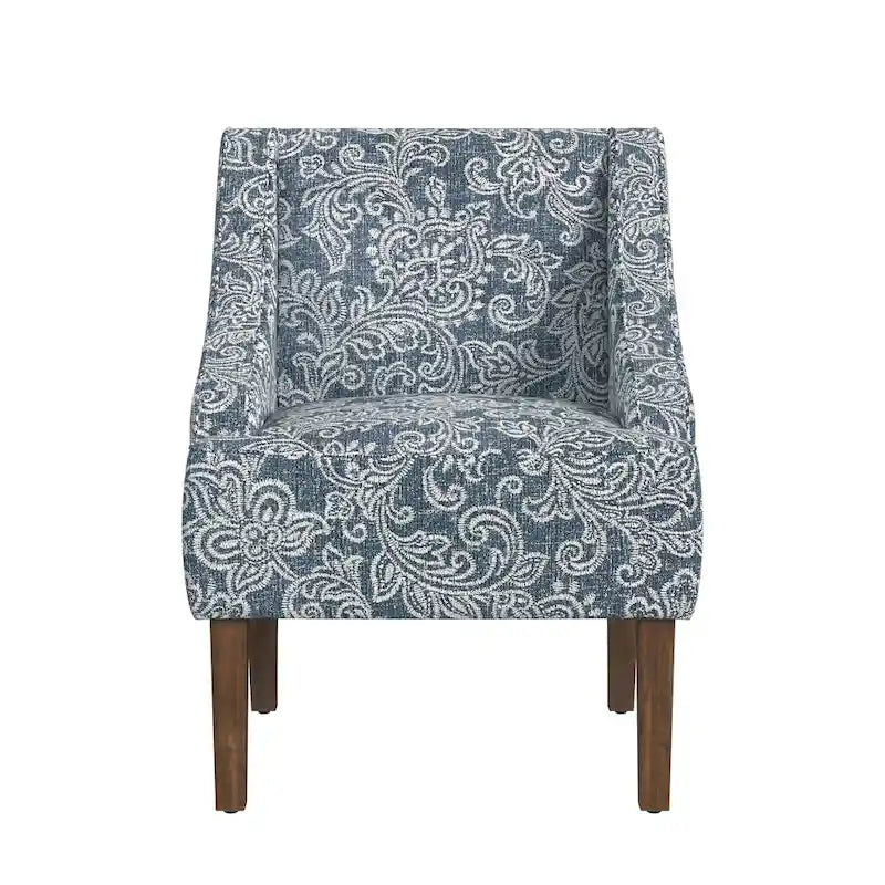 Fauteuil d'appoint rembourré avec tissu imprimé et pieds en bois