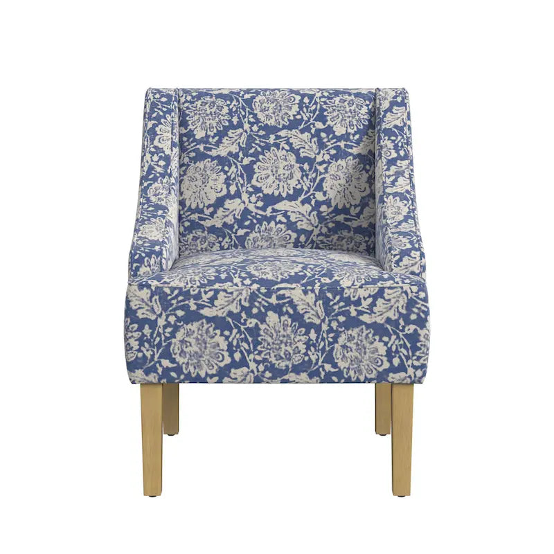 Fauteuil d'appoint rembourré avec tissu imprimé et pieds en bois