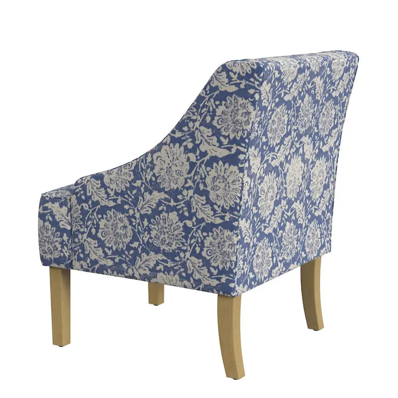 Fauteuil d'appoint rembourré avec tissu imprimé et pieds en bois