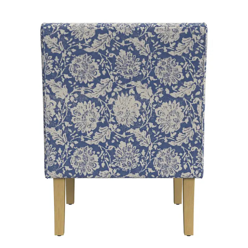 Fauteuil d'appoint rembourré avec tissu imprimé et pieds en bois