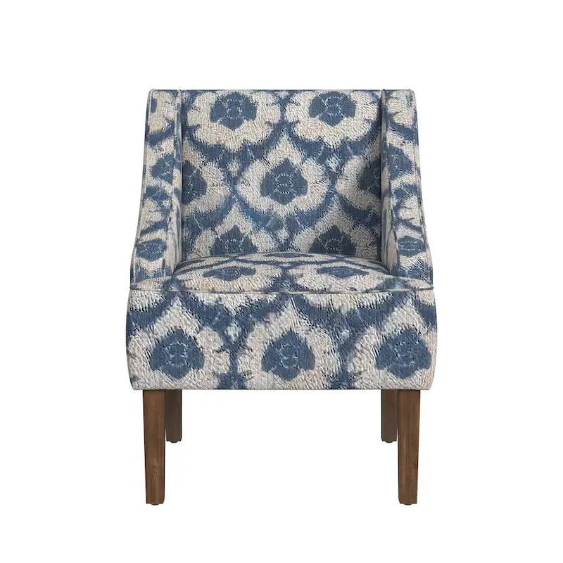 Fauteuil d'appoint rembourré avec tissu imprimé et pieds en bois