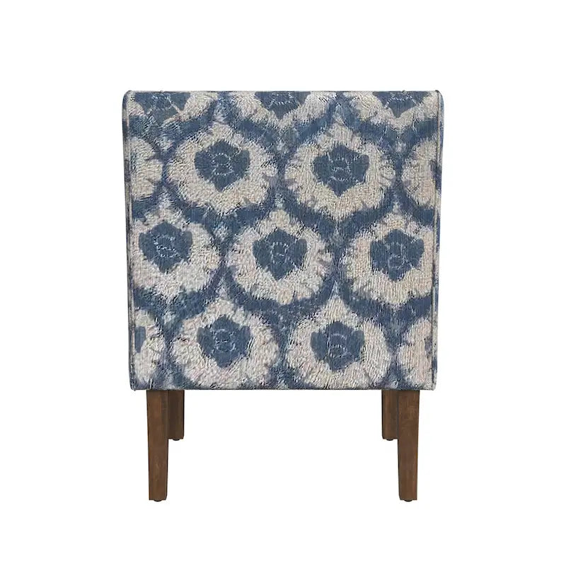 Fauteuil d'appoint rembourré avec tissu imprimé et pieds en bois
