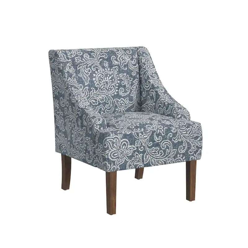Fauteuil d'appoint rembourré avec tissu imprimé et pieds en bois