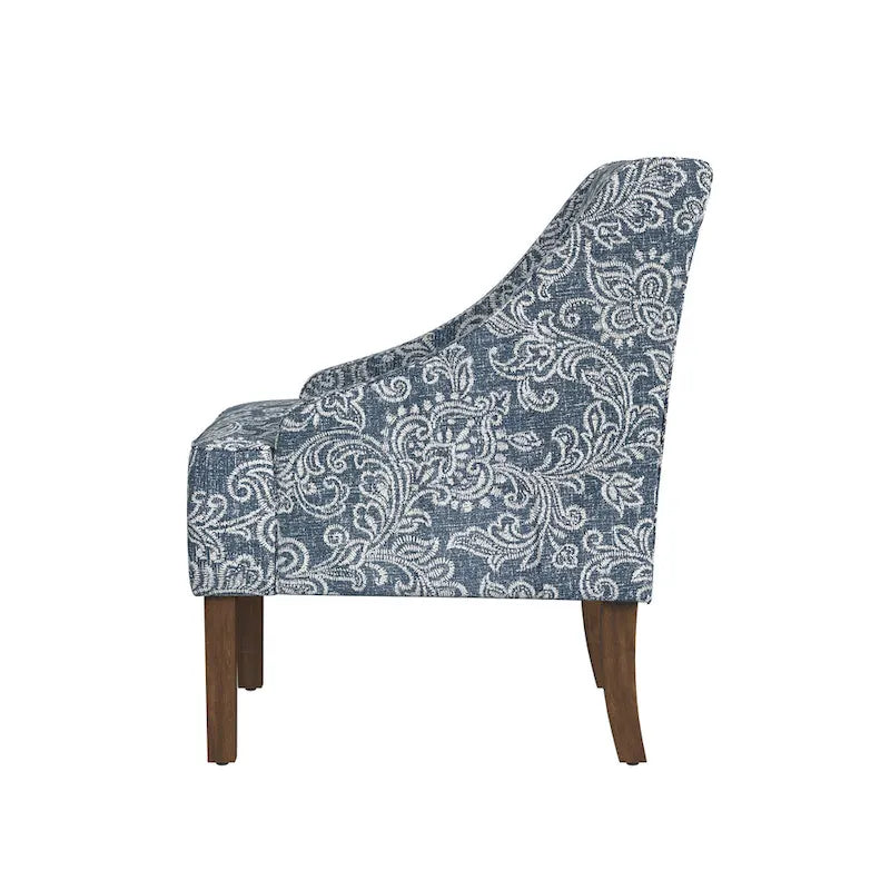 Fauteuil d'appoint rembourré avec tissu imprimé et pieds en bois