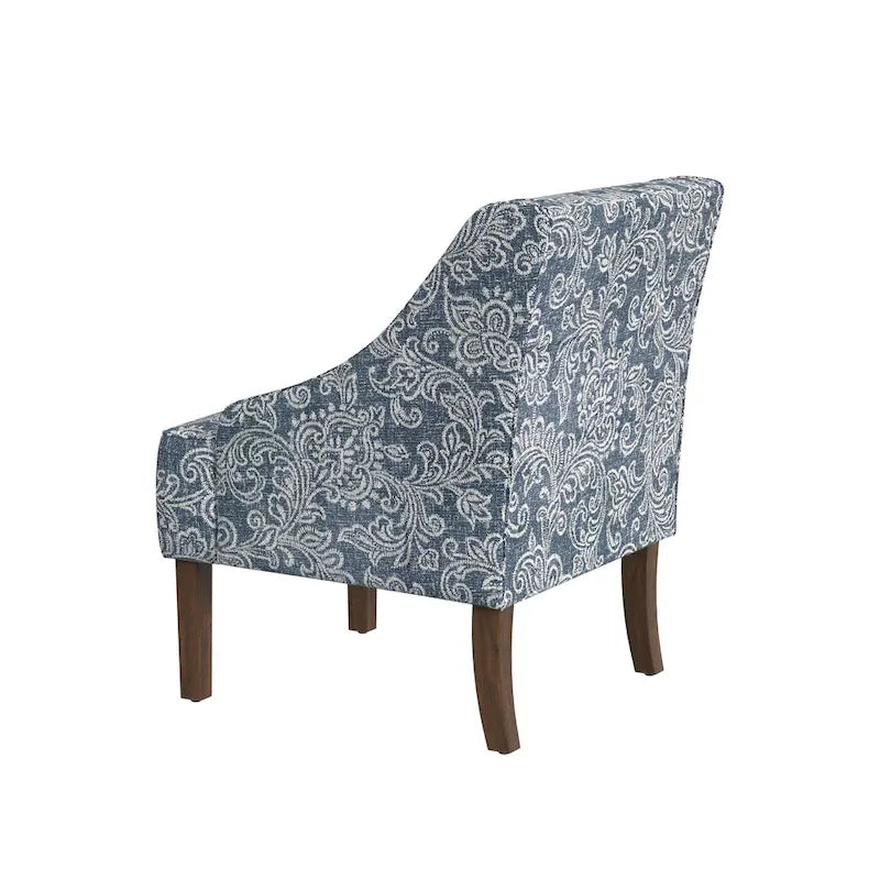 Fauteuil d'appoint rembourré avec tissu imprimé et pieds en bois