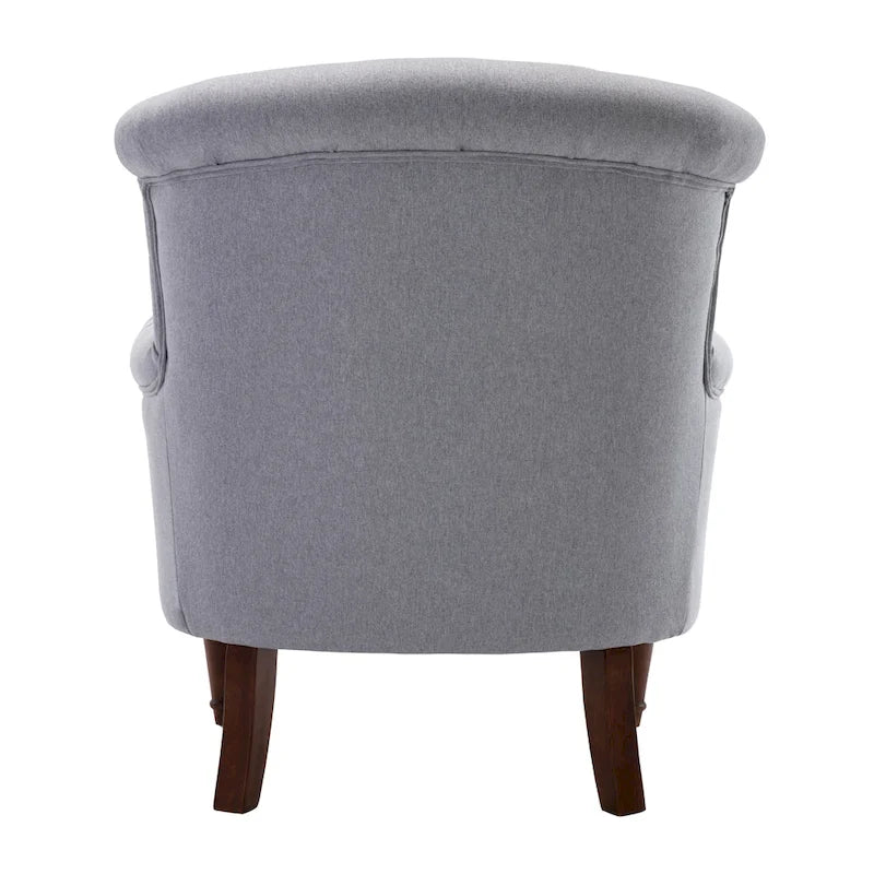 Fauteuil club capitonné en lin surdimensionné avec cadre en bois expresso