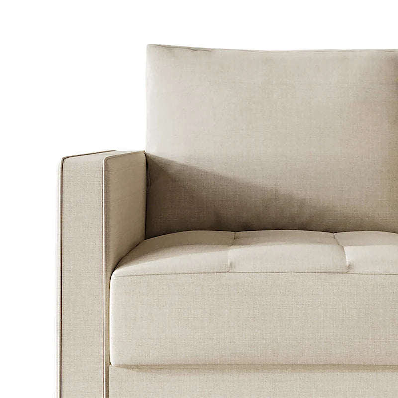 Causeuse minimaliste contemporaine en lin avec coussins amovibles