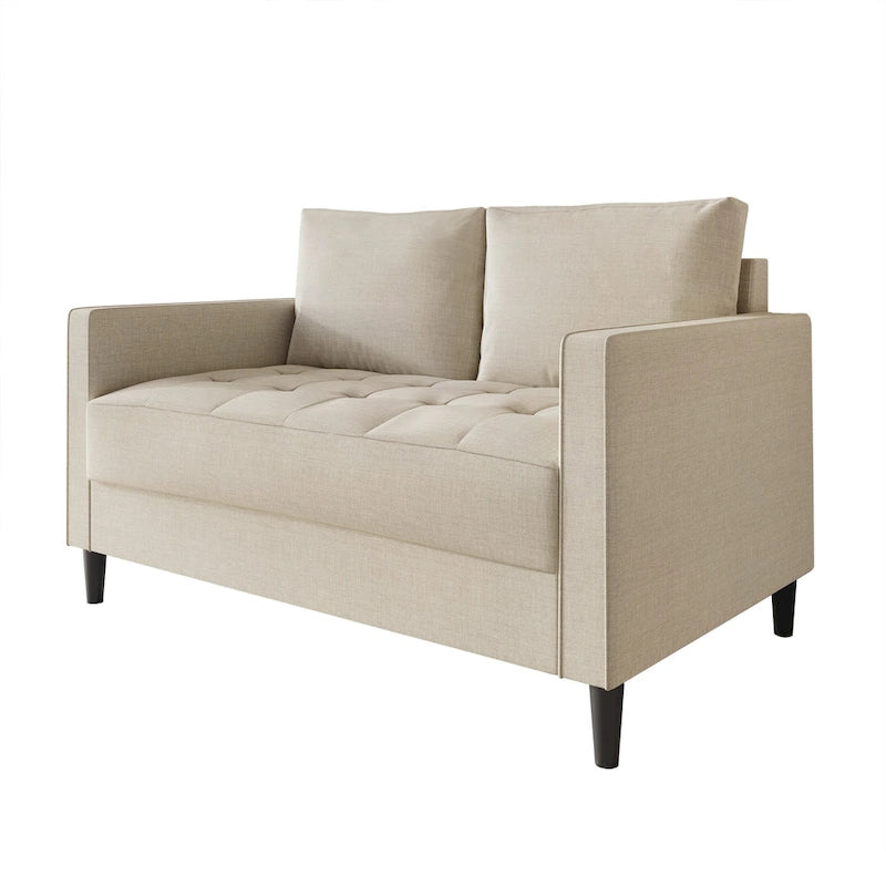 Causeuse minimaliste contemporaine en lin avec coussins amovibles