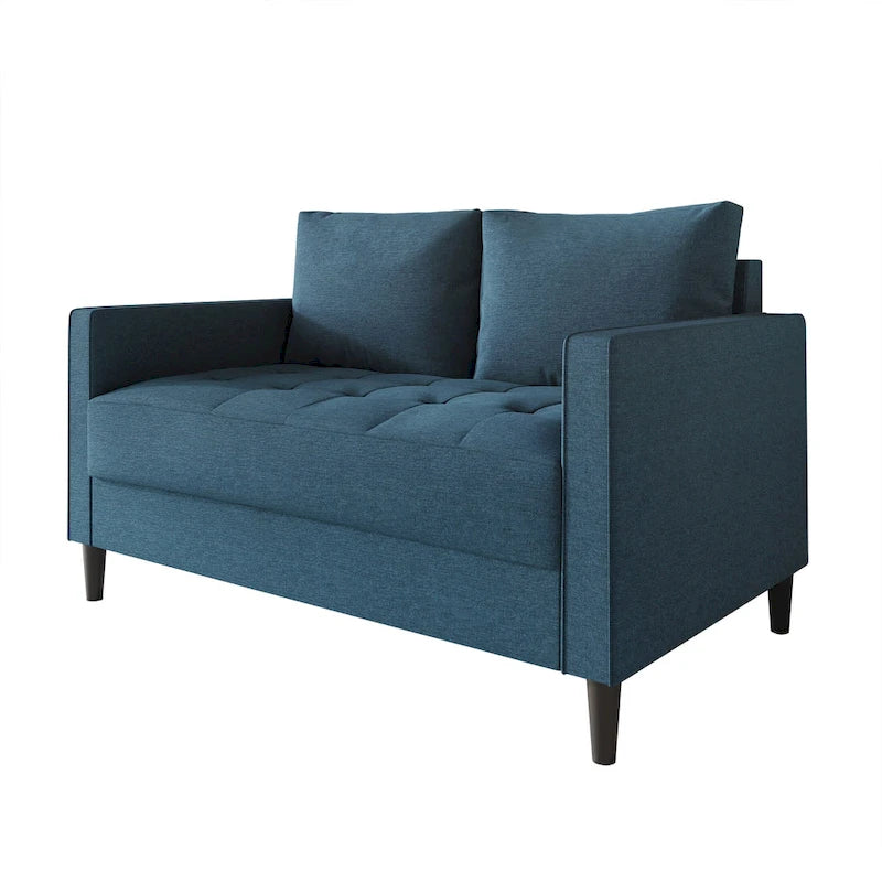 Causeuse minimaliste contemporaine en lin avec coussins amovibles