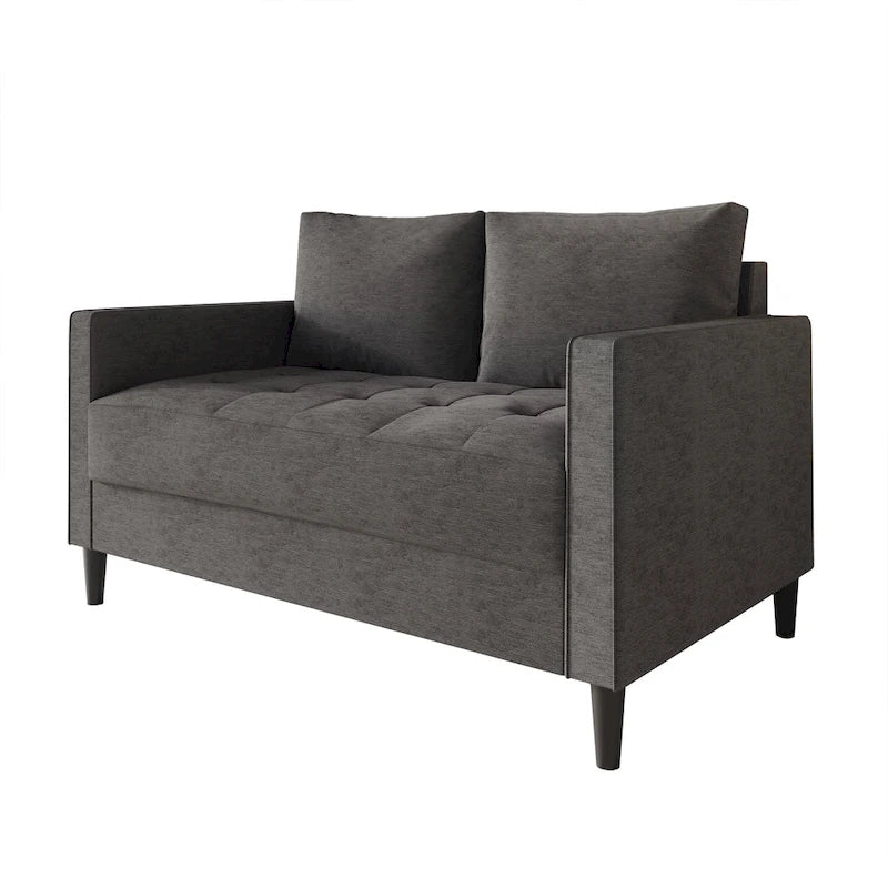 Causeuse minimaliste contemporaine en lin avec coussins amovibles