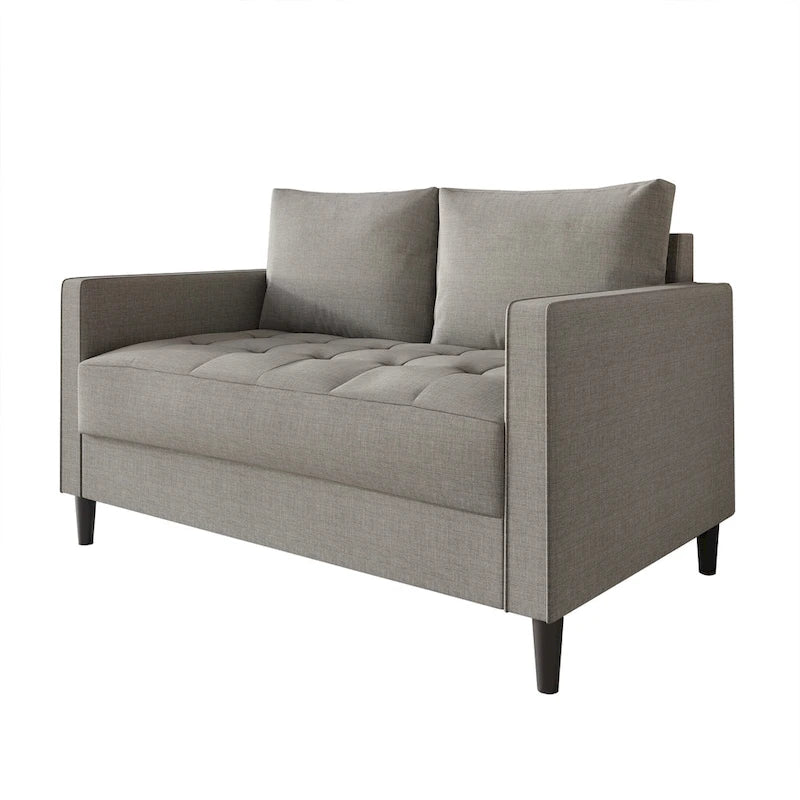 Causeuse minimaliste contemporaine en lin avec coussins amovibles