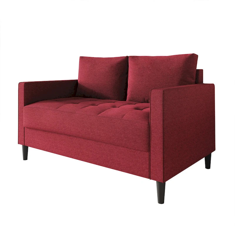Causeuse minimaliste contemporaine en lin avec coussins amovibles