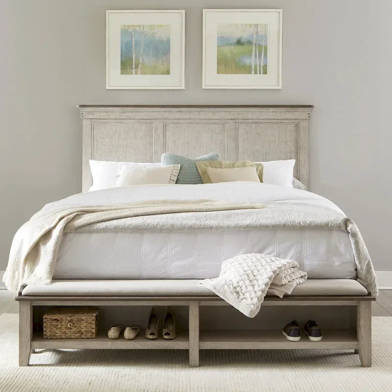 Ivy Hollow Weathered Linen Storage Bed