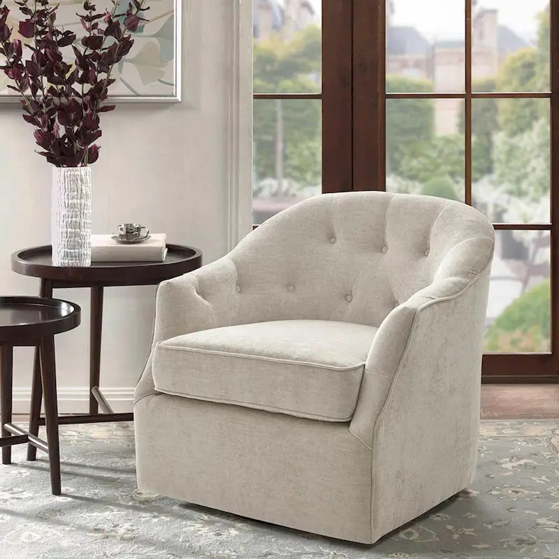 Fauteuil d'appoint pivotant à 360° avec dossier capitonné